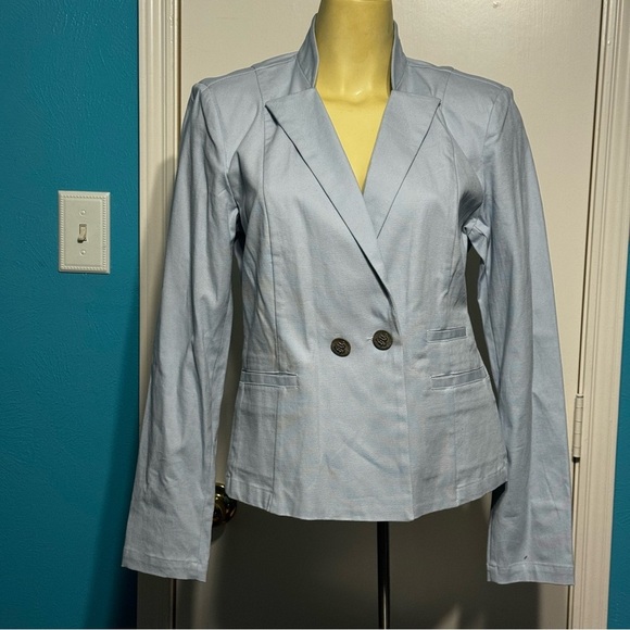 CAbi 725 WedgeWood Jacket Light Blue Double-Breasted Blazer Raised Collar 6 NWT - Picture 16 of 16